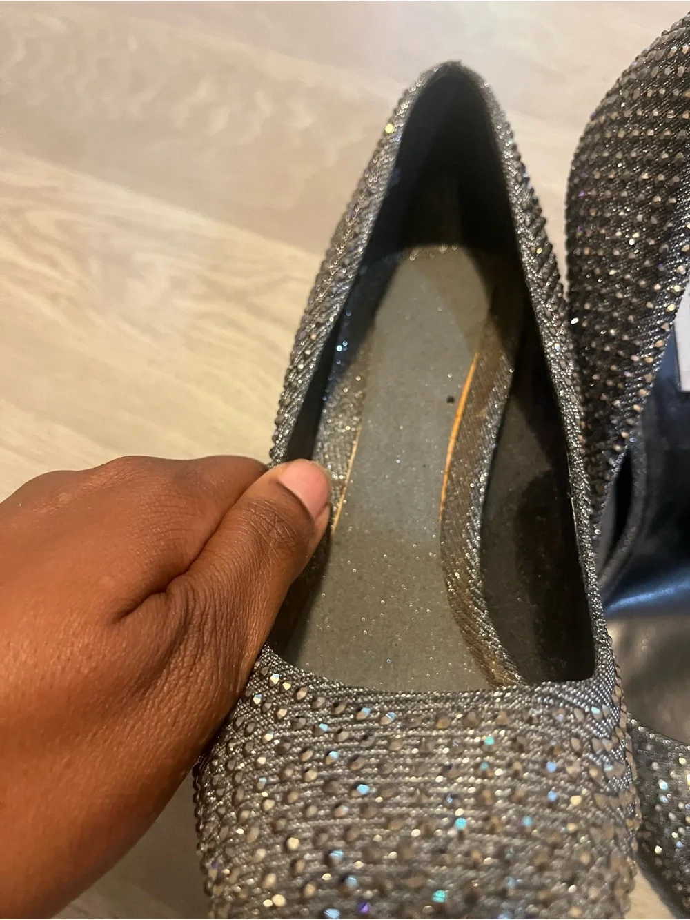 Steve Madden Gunmetal Crystal Embellished‎ Pointed-Toe Pumps
